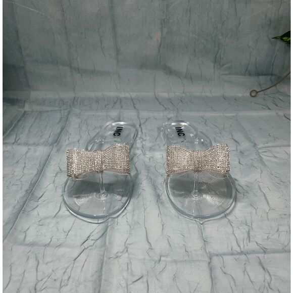INC International Concepts Women's Madena Bow Jelly Sandals - Clear Bling 10M - Picture 3 of 7